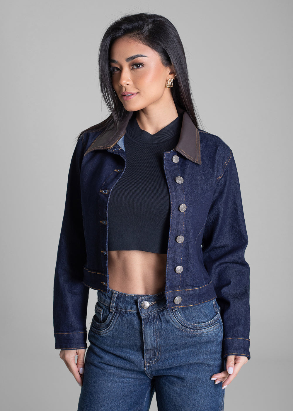 Jaqueta Jeans Sawary - 283296 AZUL - Jaqueta Jeans Azul Médio