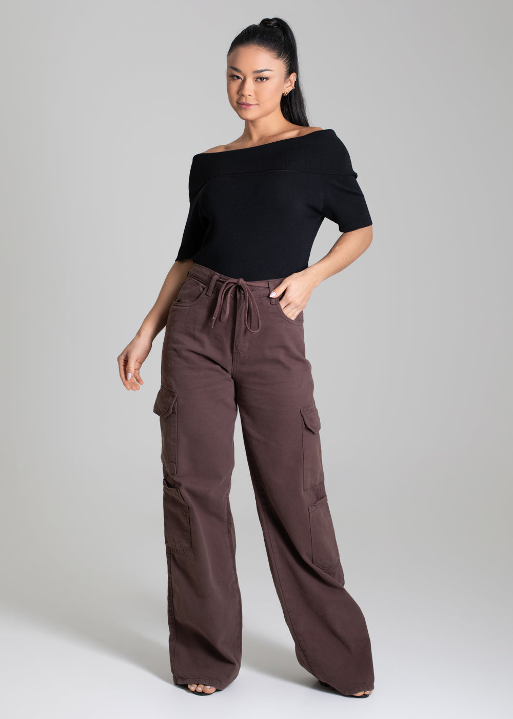 Calça Sarja Sawary Wide Leg - 279524 MARROM