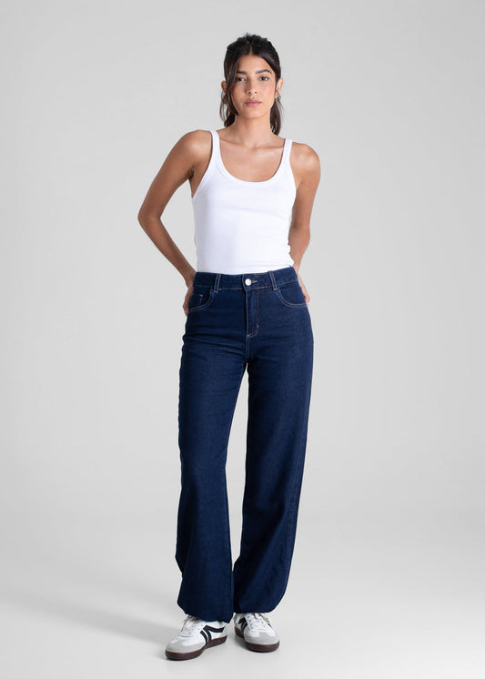 Calça Jeans Sawary Balonê - 281394 AZUL - Calça Jeans Balonê Azul Escuro