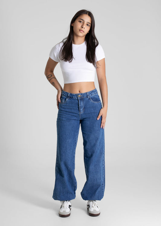 Calça Jeans Sawary Balonê - 281395 AZUL - Calça Jeans Balonê Azul Médio