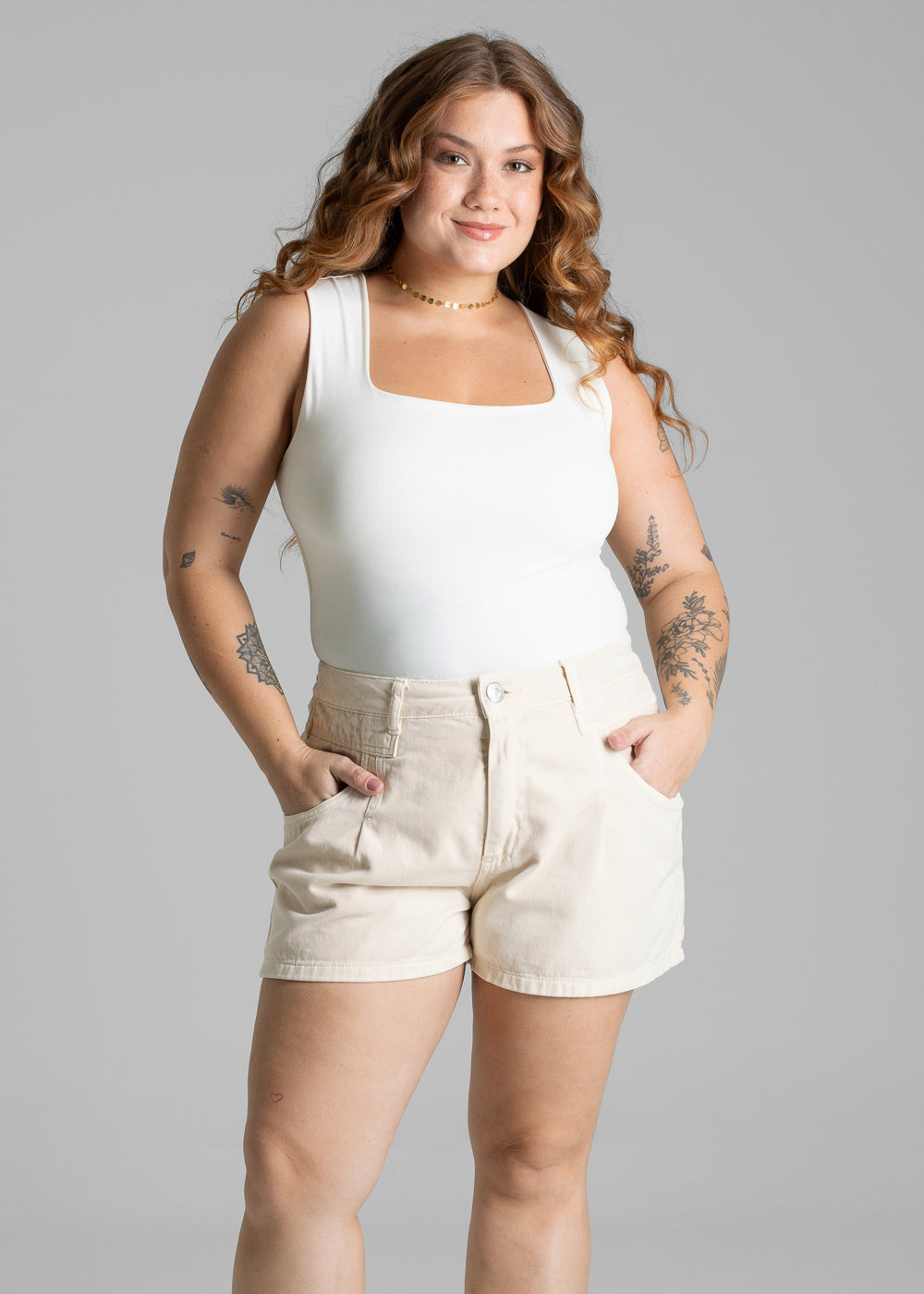 Shorts Sarja Sawary Plus Size - 281460 AMARELO - Shorts Sarja Amarelo