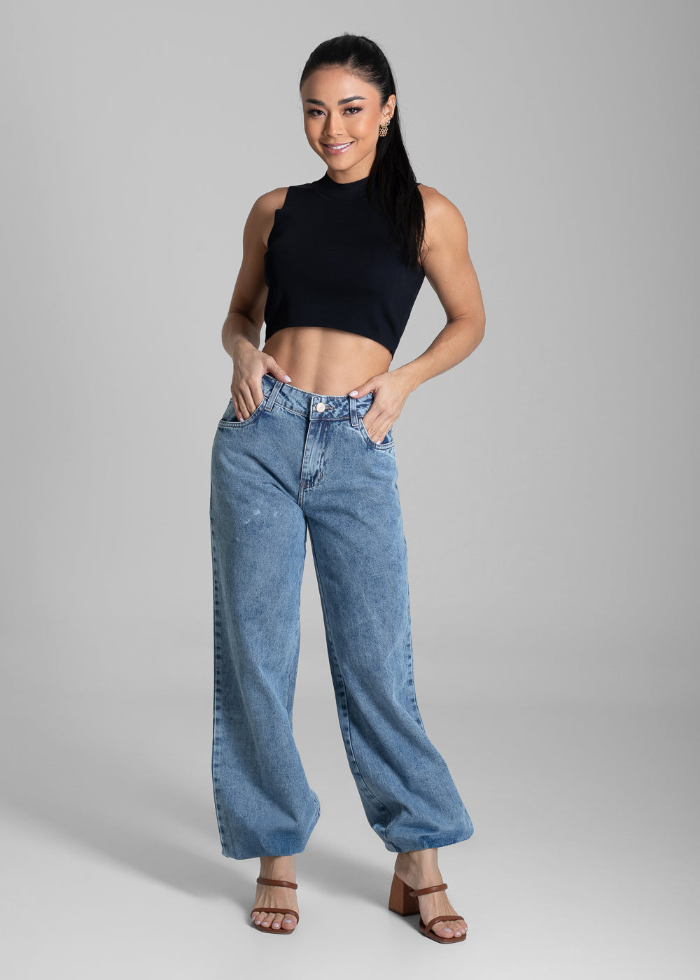 Calça Jeans Sawary Balonê - 281755 AZUL - Calça Jeans Balonê Azul Claro