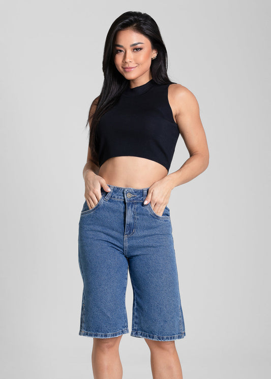 Bermuda Jeans Sawary - 281977 AZUL - Bermuda Jeans Azul Médio