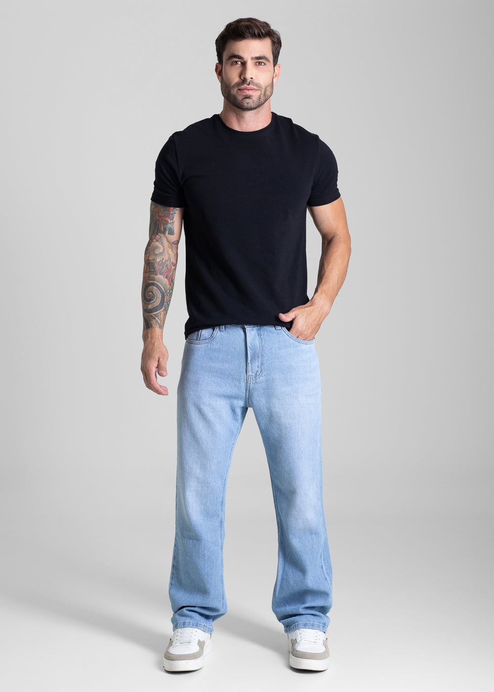 Calça Jeans Sawary Baggy - 282115 AZUL - Calça Jeans Baggy Azul Claro