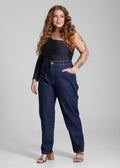 Calça jeans  Sawary Mom Plus Size - 282140 AZUL