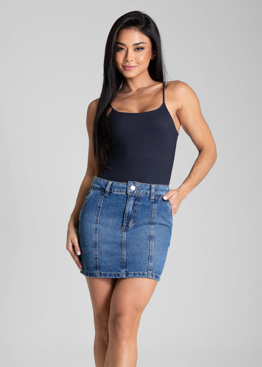 Saia Jeans Sawary - 282301 AZUL - Saia Jeans Azul Médio