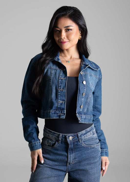 Jaqueta Jeans Sawary - 282338 AZUL - Jaqueta Jeans Azul Médio