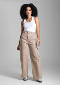 Calça Sarja Sawary Wide Leg Petit - 282418 BEGE