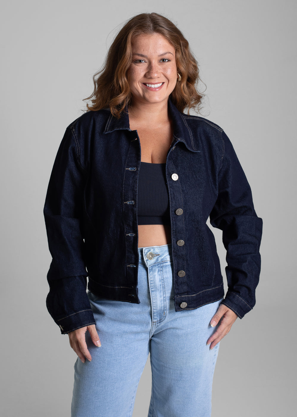 Jaqueta Jeans Sawary Plus Size - 282500 AZUL - Jaqueta Jeans Azul