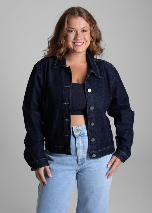 Jaqueta Jeans Sawary Plus Size - 282500 AZUL - Jaqueta Jeans Azul