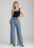 Calça Jeans Sawary Wide Leg Petit Brilho - 282569 AZUL