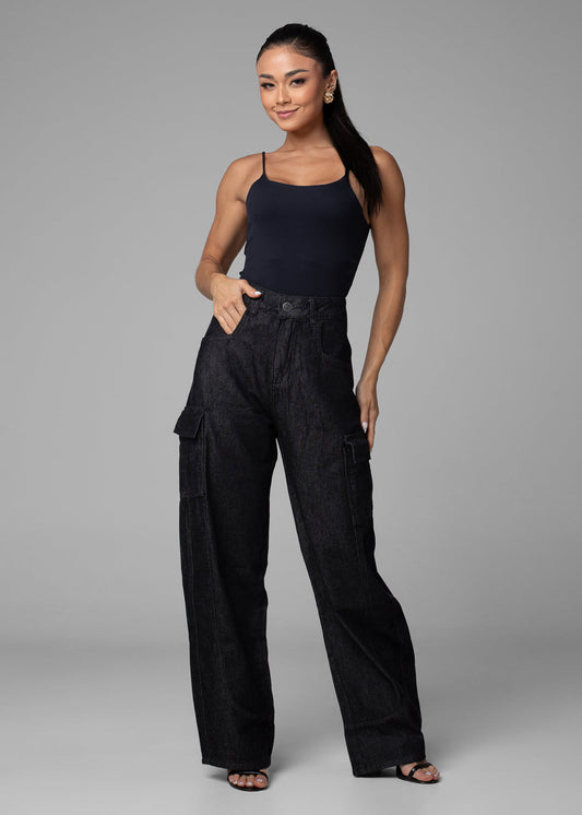 Calça Jeans Sawary Balloon - 282606 PRETO - Calça Jeans Balloon Preto