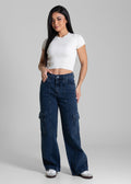 Calça Jeans Sawary Wide Leg Petit - 282616 AZUL