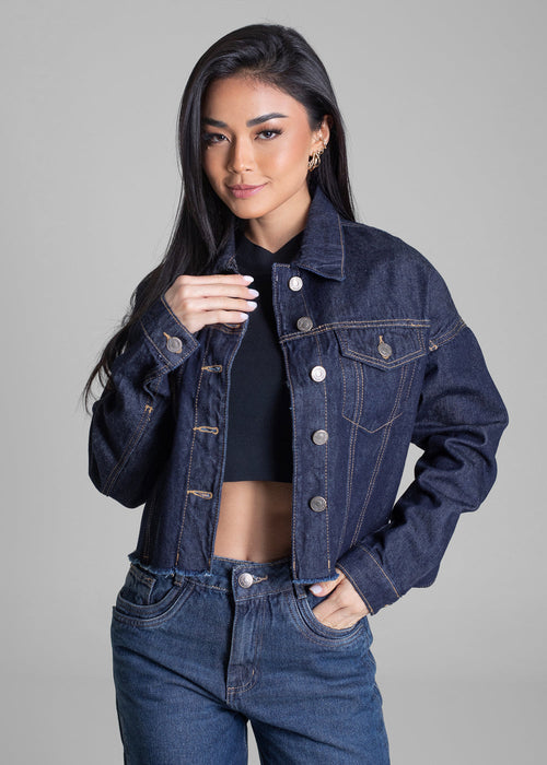 Jaqueta Jeans Sawary - 282627 AZUL - Jaqueta Jeans Azul Médio