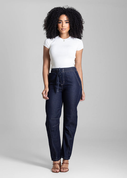 Calça Jeans Sawary Barrel - 282629 AZUL - Calça Jeans Barrel Azul Escuro