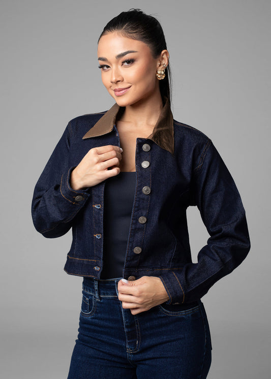 Jaqueta Jeans Sawary - 282684 AZUL - Jaqueta Jeans Azul Médio