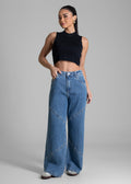 Calça Jeans Sawary Wide Leg Petit - 282803 AZUL