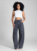 Calça Jeans Sawary Barrel Brilho - 282883 PRETO