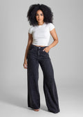 Calça Jeans Sawary Wide Leg Brilho - 282963 PRETO