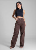 Calça Sarja Sawary Wide Leg - 283188 MARROM