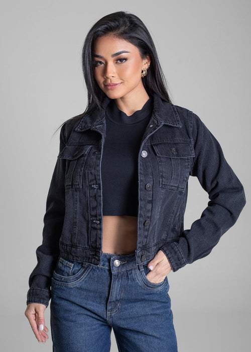Jaqueta Jeans Sawary - 283256 PRETO - Jaqueta Jeans Preto