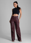 Calça Resinada Sawary Wide Leg Petit - 283291 VERMELHO ESCURO