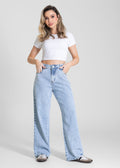 Calça Jeans Sawary Wide Leg Petit Brilho - 283347 AZUL