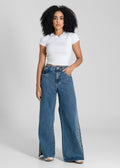 Calça Jeans Sawary Super Wide Leg Petit -283572 AZUL