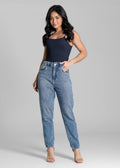 Calça Jeans Sawary Mom Brilho - 283600 AZUL