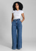 Calça Jeans Sawary Super Wide Leg Petit -283659 AZUL