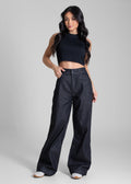 Calça Sarja Sawary Wide Leg Petit - 283681 PRETO