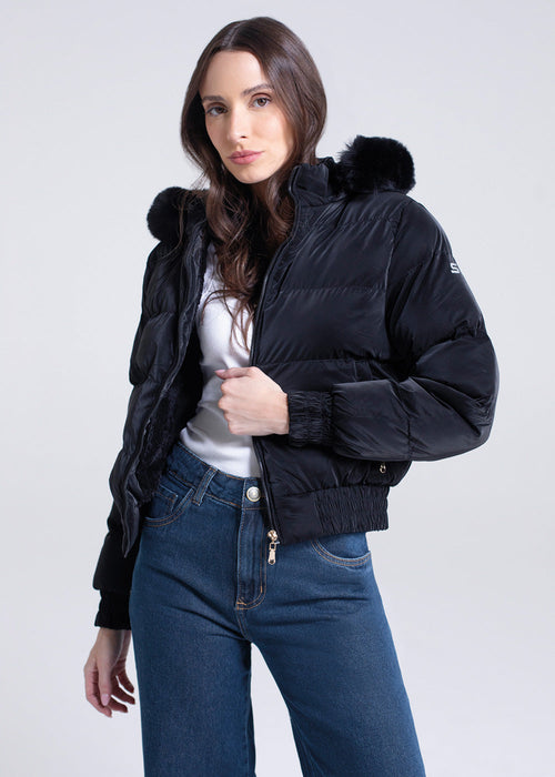 Jaqueta Sawary Puffer - 283736 PRETO - Jaqueta Puffer Preto