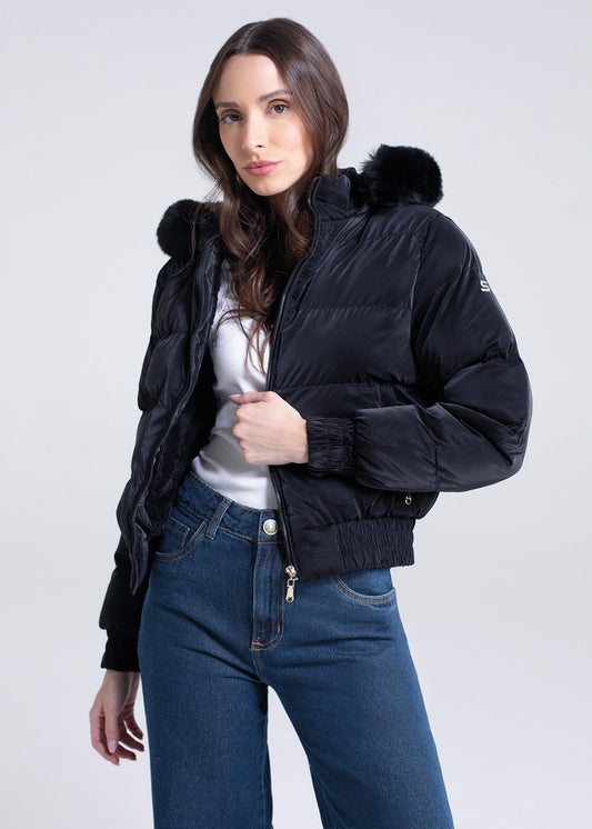Jaqueta Sawary Puffer - 283736 PRETO - Jaqueta Puffer Preto