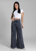 Calça Jeans Sawary Super Wide Leg Petit -283778 PRETO