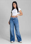 Calça Jeans Sawary Wide Leg Petit Brilho - 283842 AZUL