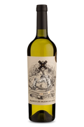 Garrafa de vinho branco Cordero con Piel Lobo, Blanco de Blancas 2025, rótulo ilustrado com lobos