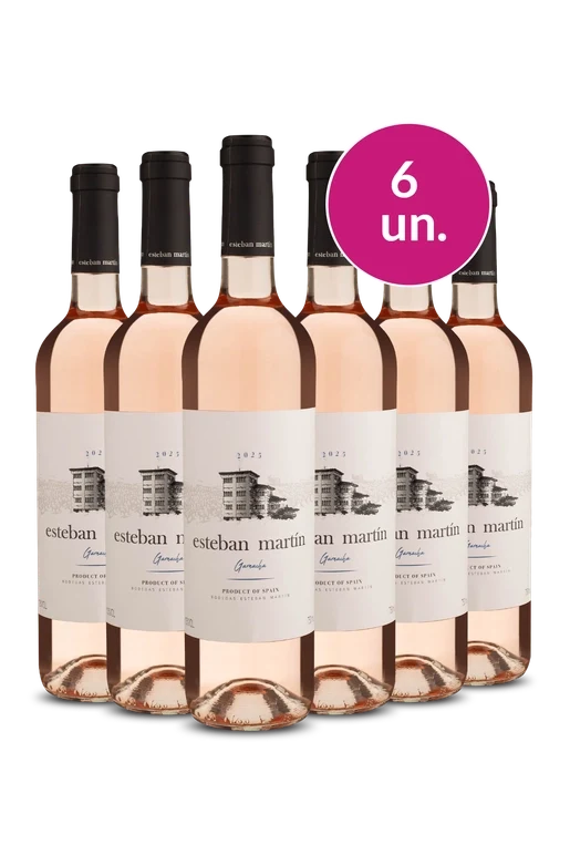 6 garrafas de vinho rosé Esteban Martín Granada, produto da Espanha, em pacote promocional