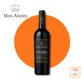 Garrafa de vinho tinto Mas Andes Cabernet Sauvignon 750ml, rótulo com montanhas e design elegante