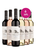 6 garrafas de vinho Esteban Martin, variedades tinto, rosé e branco, produto da Espanha