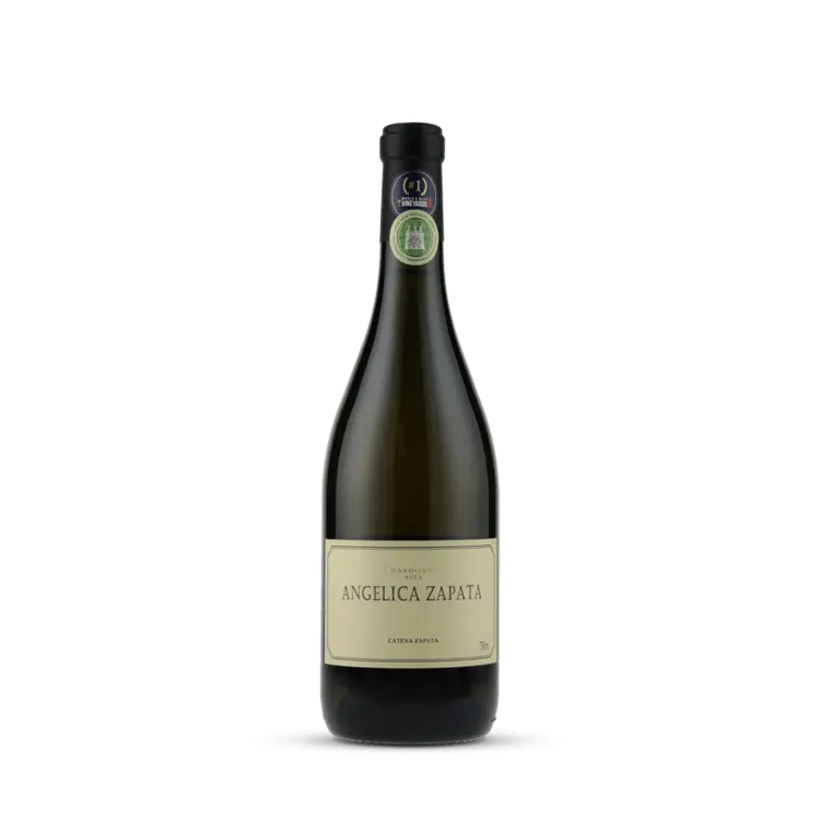Garrafa de vinho branco Angelica Zapata, rótulo elegante, ideal para degustação e presentes